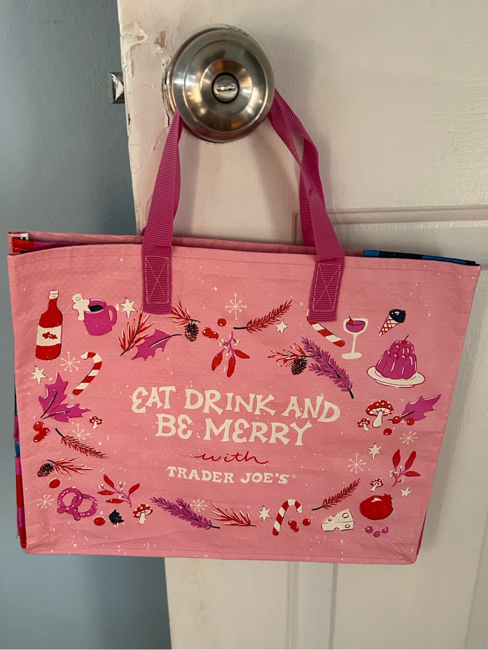 Trader Joe’s TJ’s Reusable Grocery Tote Bag Eat, Drink, and Be Merry